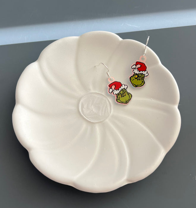 Grinch Themed Christmas Earrings - Janice Boutique Shop