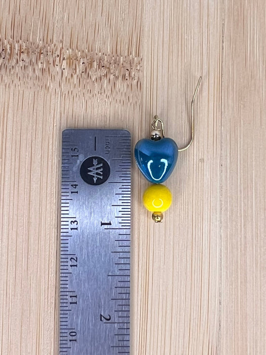 Blue Ceramic Heart Drop Earrings Janice Boutique Shop