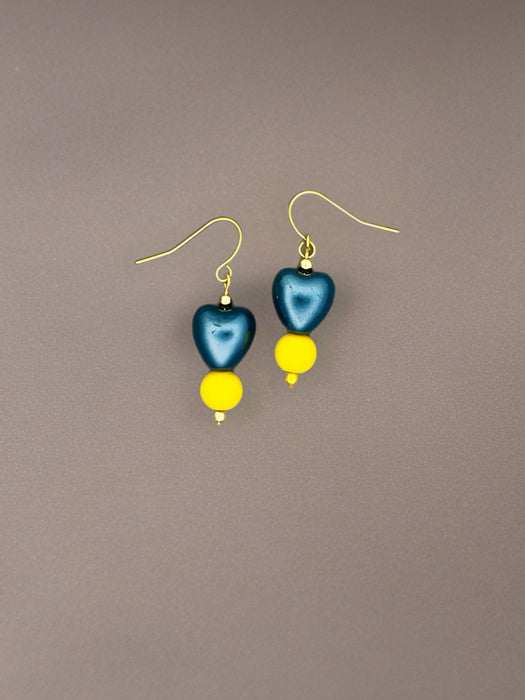 Blue Ceramic Heart Drop Earrings Janice Boutique Shop