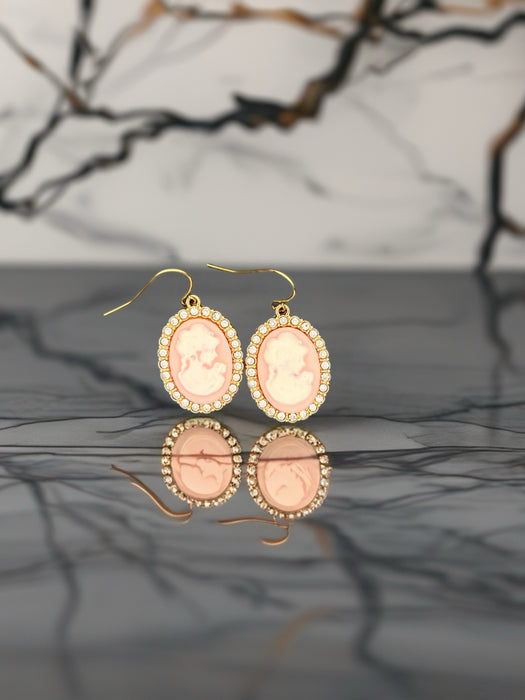 Pink Cameo Victorian Earrings janice boutique shop
